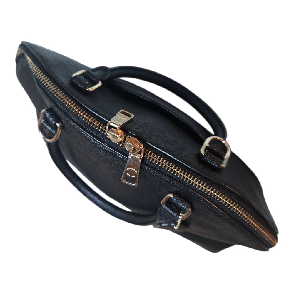 Coach Black Saffiano Dome Satchel Bag Purse Handbag - Picture 4 of 12